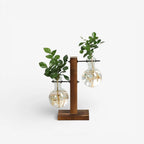 Tabletop Vase | Curved Base & Follower-Inspired Bulb | Brown