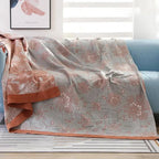 Throw Blanket | 100% Cotton Jacquard & Breathable Gauze