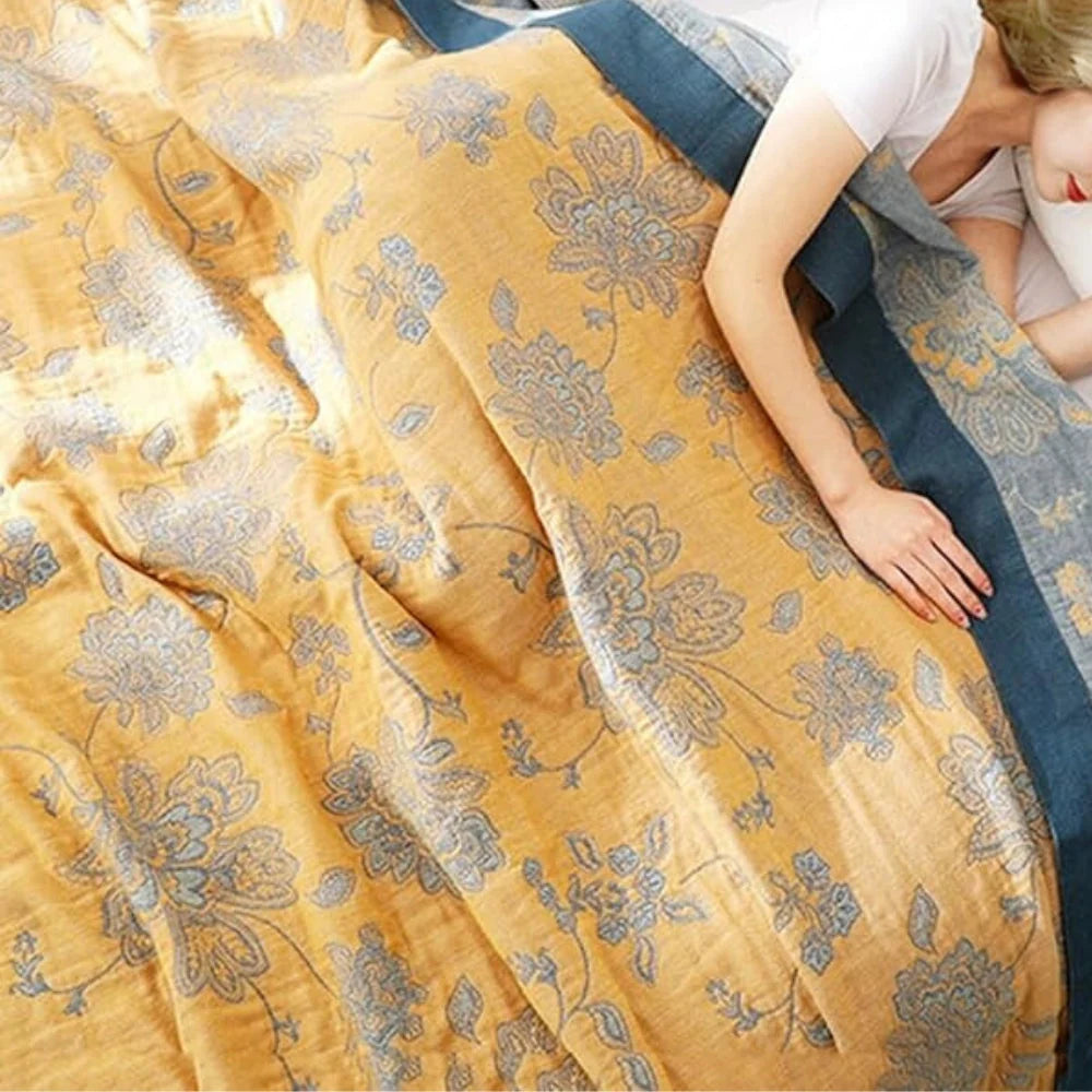 Throw Blanket | 100% Cotton Jacquard & Breathable Gauze