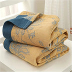 Throw Blanket | 100% Cotton Jacquard & Breathable Gauze