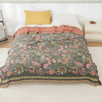 Throw Blanket | Reversible Cotton Gauze & Tasselled Edges
