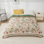 Throw Blanket | Reversible Cotton Gauze & Tasselled Edges