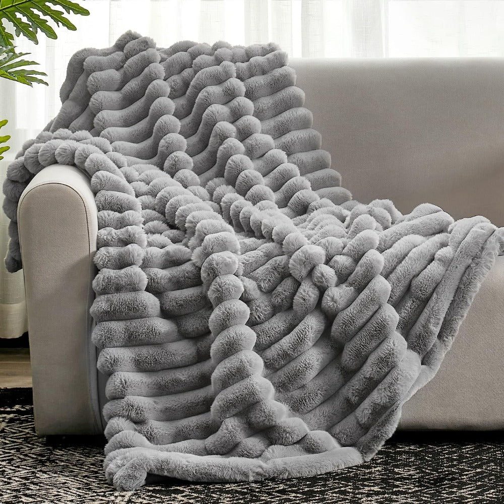 Throw Blanket | Ribbed Plush & Breathable | 60 x 80 in