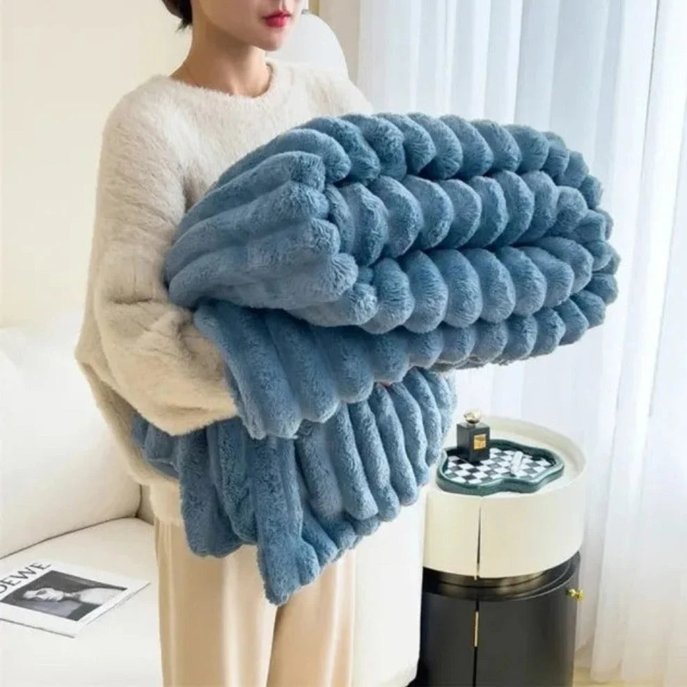 Throw Blanket | Ribbed Plush & Breathable | 60 x 80 in