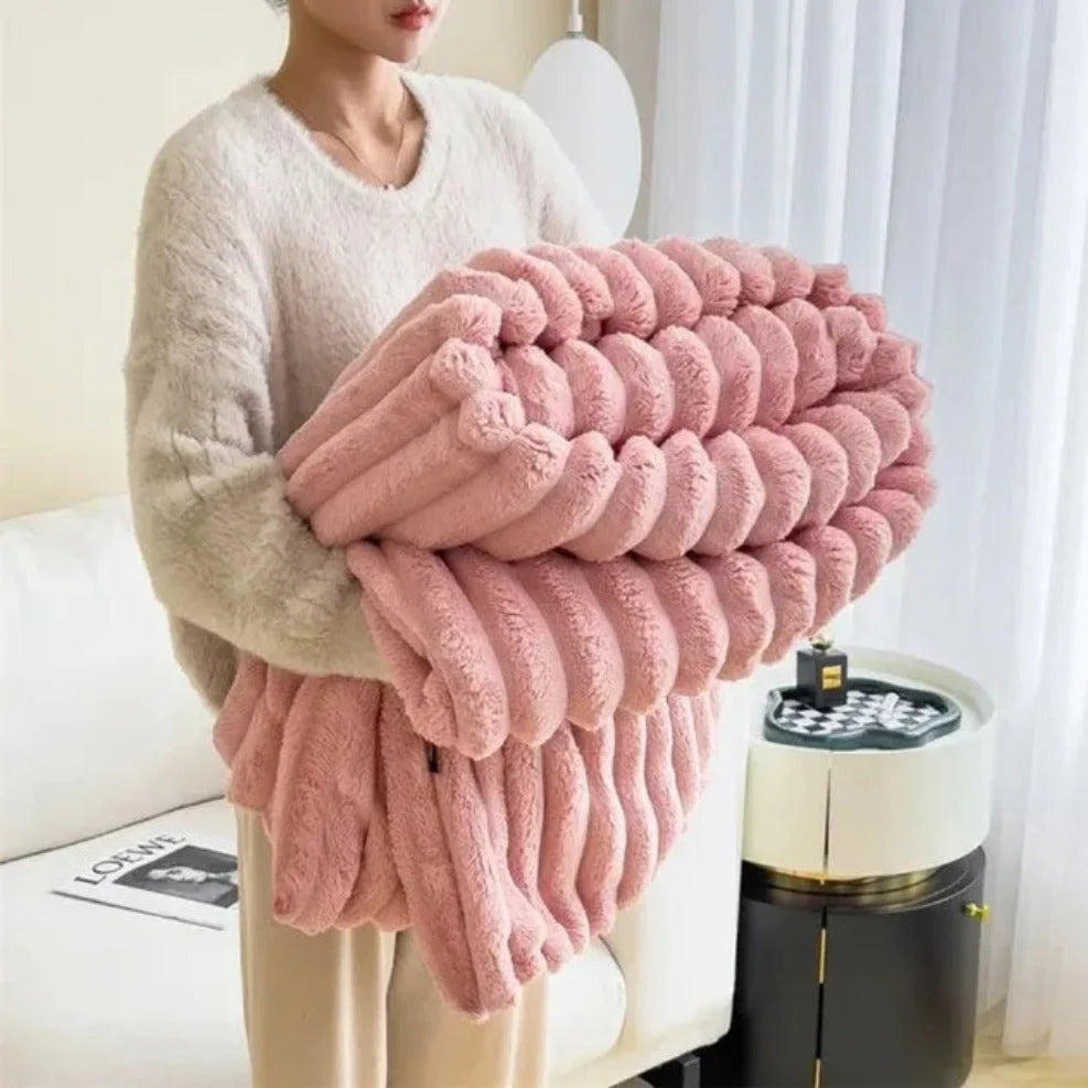 Throw Blanket | Ribbed Plush & Breathable | 60 x 80 in
