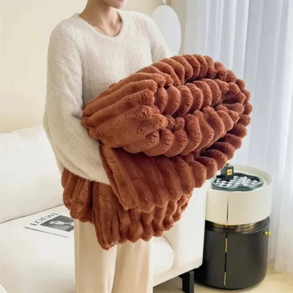 Throw Blanket | Ribbed Plush & Breathable | 60 x 80 in
