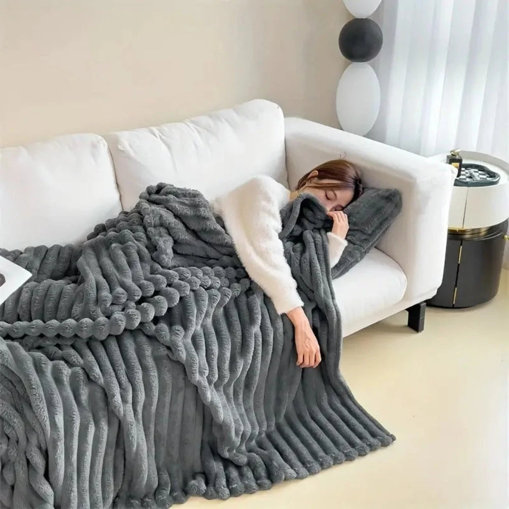 Throw Blanket | Ribbed Plush & Breathable | 60 x 80 in