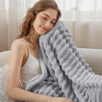 Throw Blanket | Ribbed Plush & Breathable | 60 x 80 in