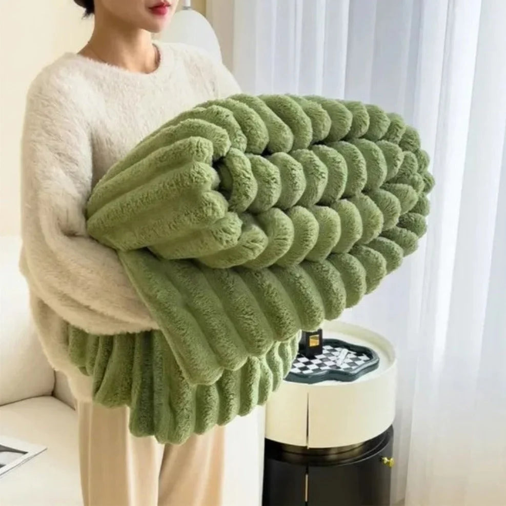 Throw Blanket | Ribbed Plush & Breathable | 60 x 80 in