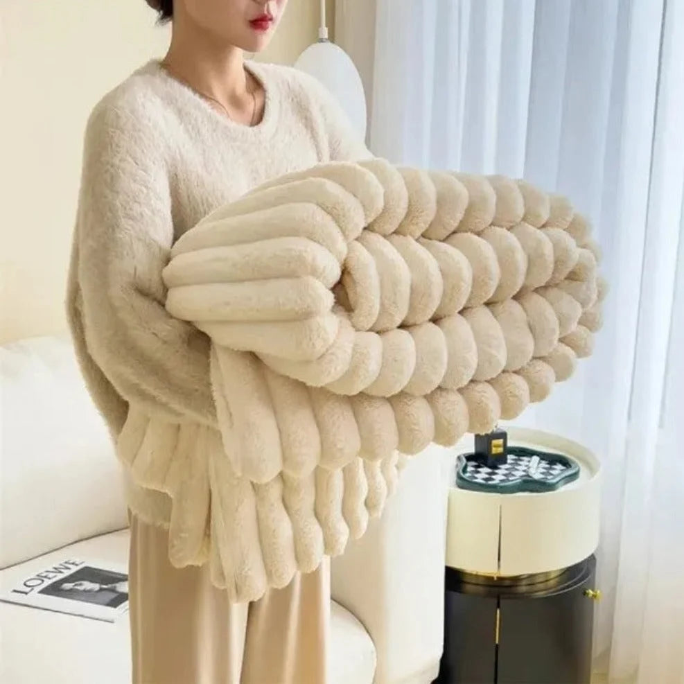 Throw Blanket | Ribbed Plush & Breathable | 60 x 80 in