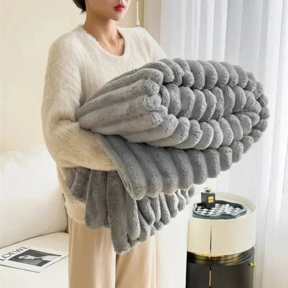 Throw Blanket | Ribbed Plush & Breathable | 60 x 80 in