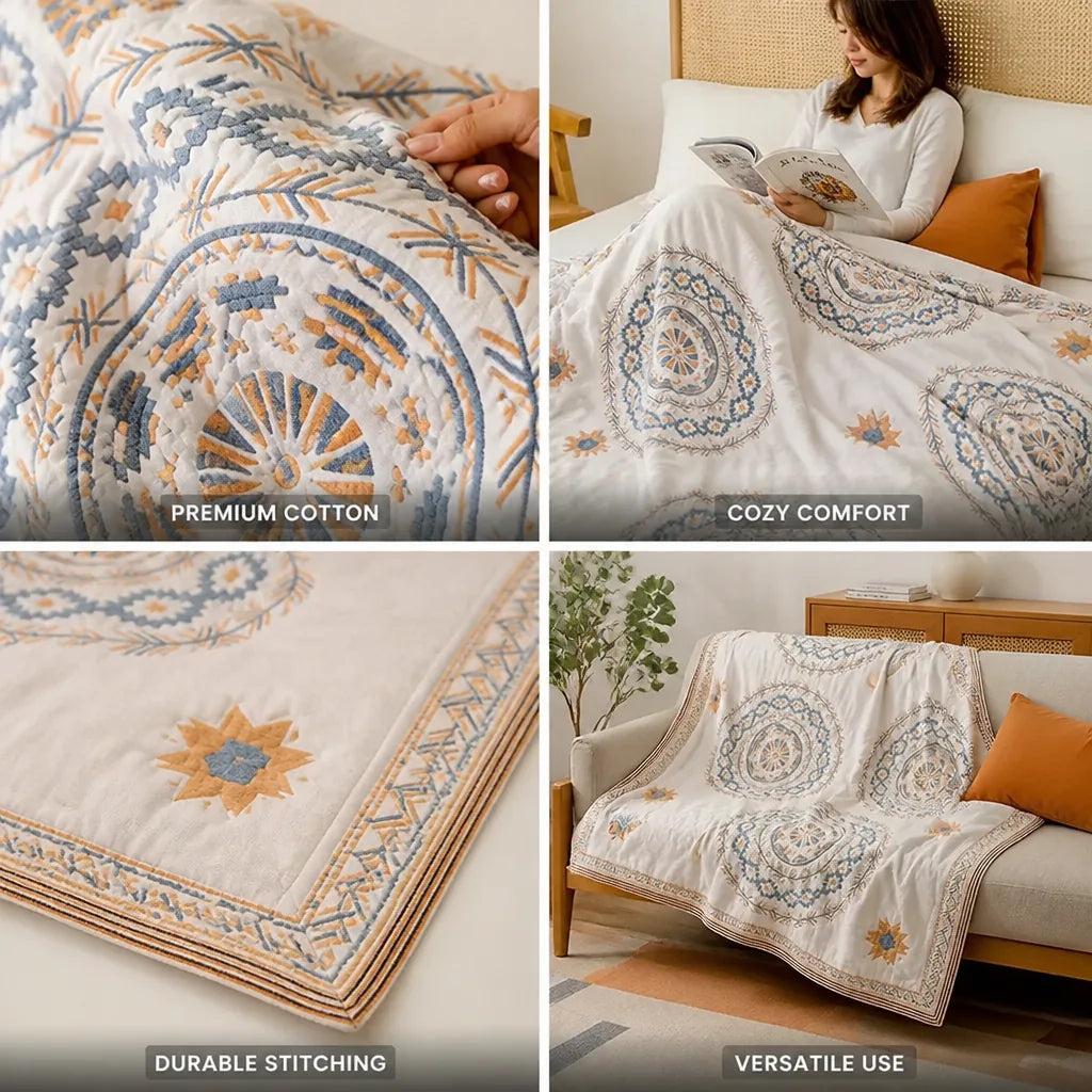 Throw Blanket with Mandala Pattern