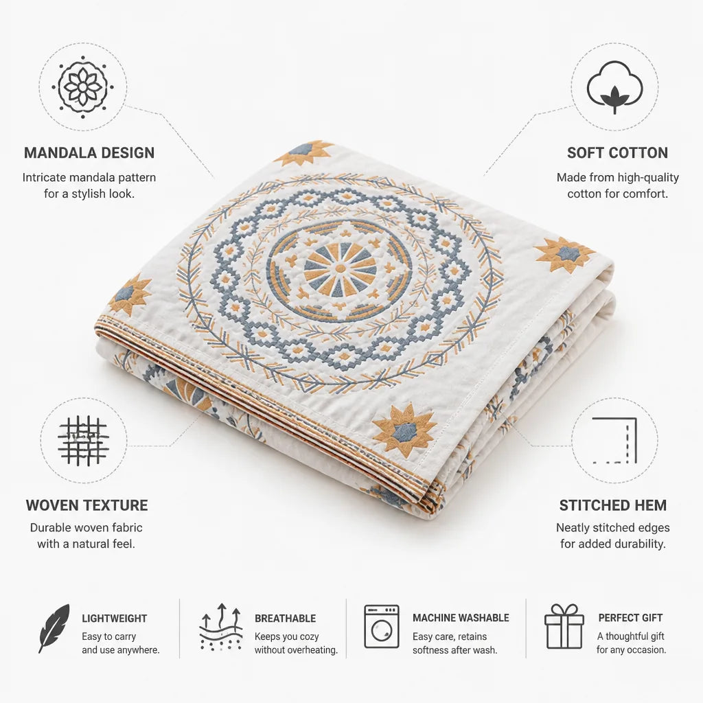 Throw Blanket with Mandala Pattern