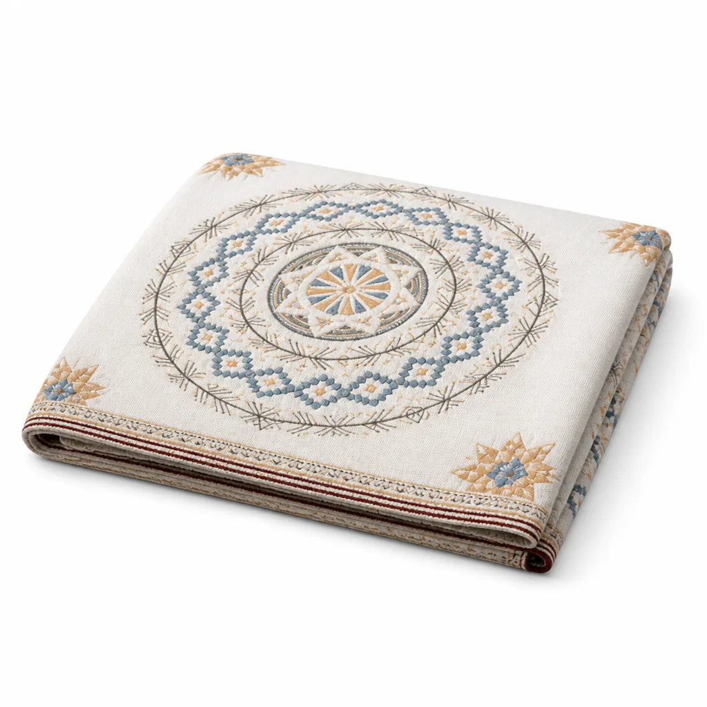 Throw Blanket with Mandala Pattern