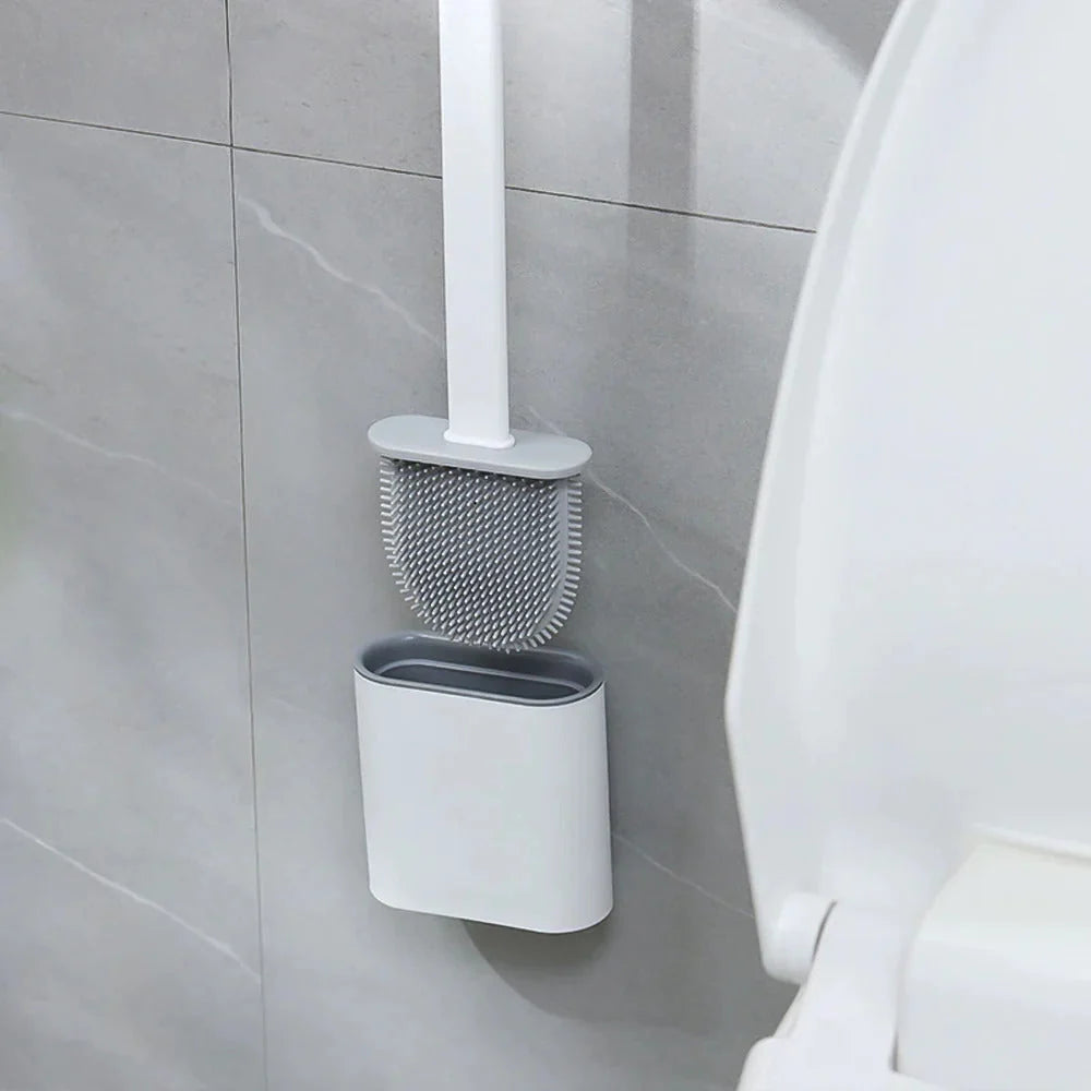 Toilet Brush | Flexible Silicone & Antibacterial | Wall Mount Included