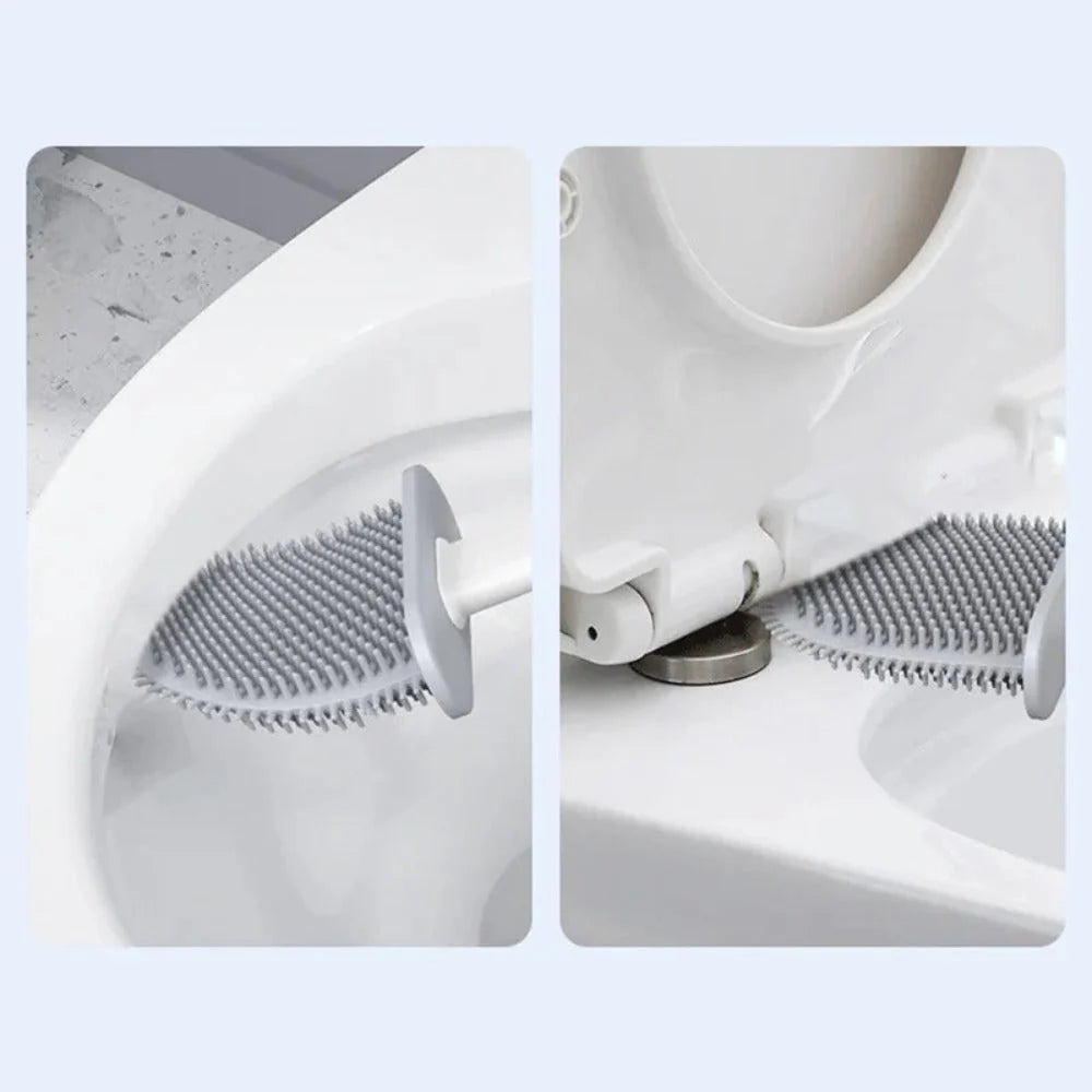 Toilet Brush | Flexible Silicone & Antibacterial | Wall Mount Included
