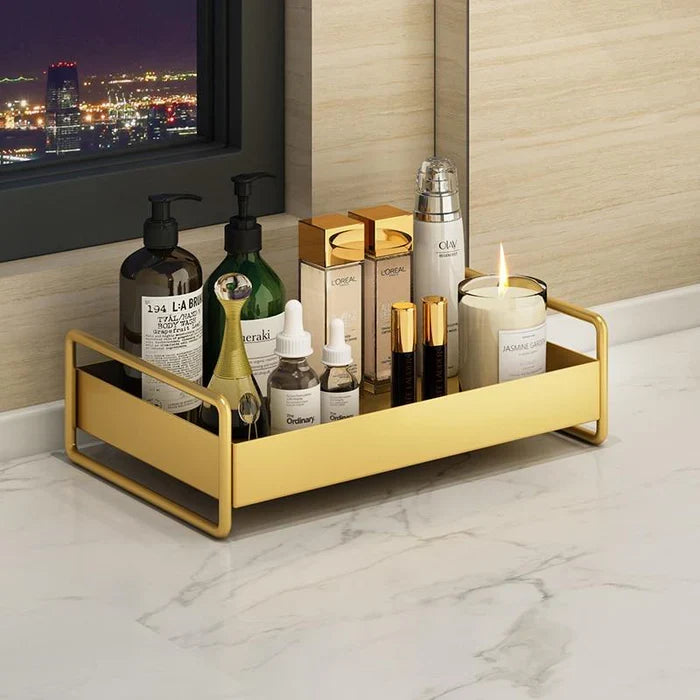 Vanity Organizer | Gold-Coated Metal & Double-Layer