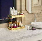 Vanity Organizer | Gold-Coated Metal & Double-Layer
