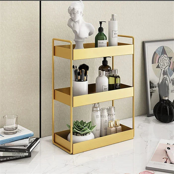 Vanity Organizer | Gold-Coated Metal & Double-Layer