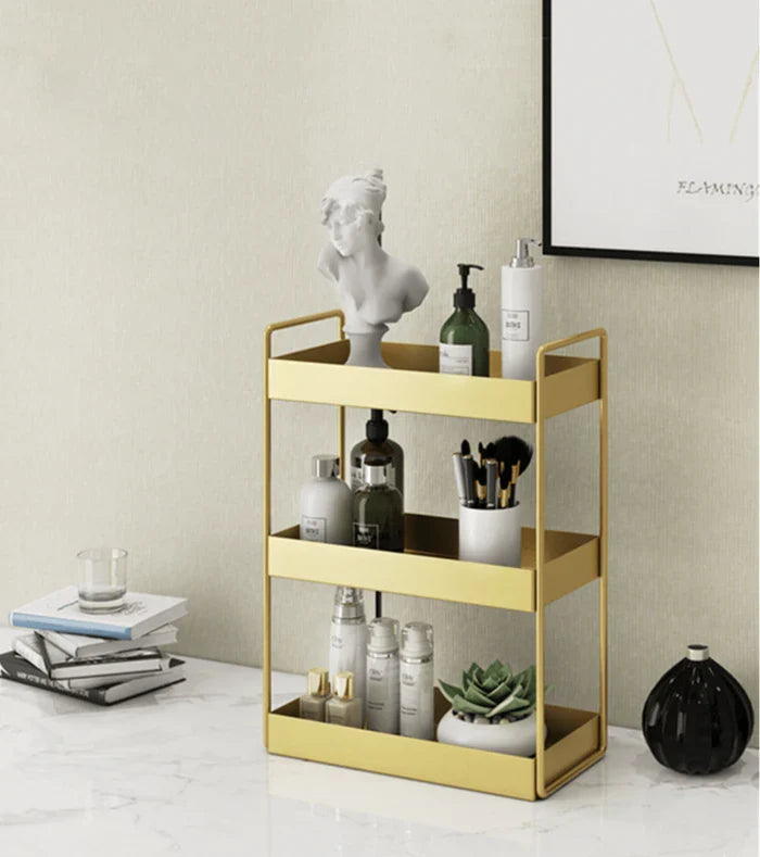 Vanity Organizer | Gold-Coated Metal & Double-Layer