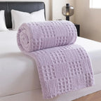 Velvet Throw Blanket | Thick Waffle Jacquard & Chemical-Free