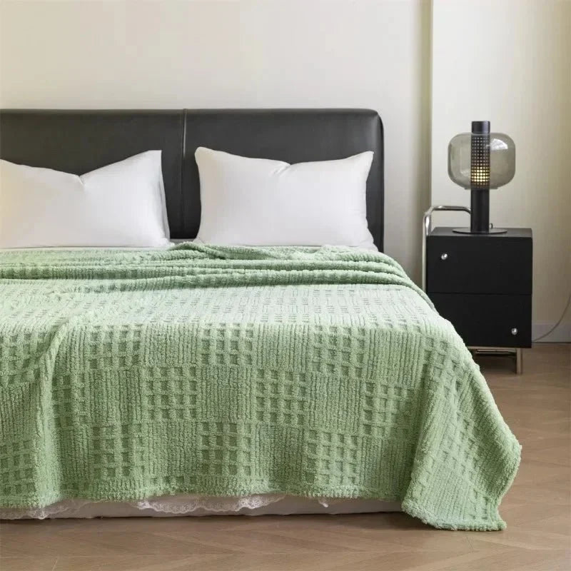 Velvet Throw Blanket | Thick Waffle Jacquard & Chemical-Free
