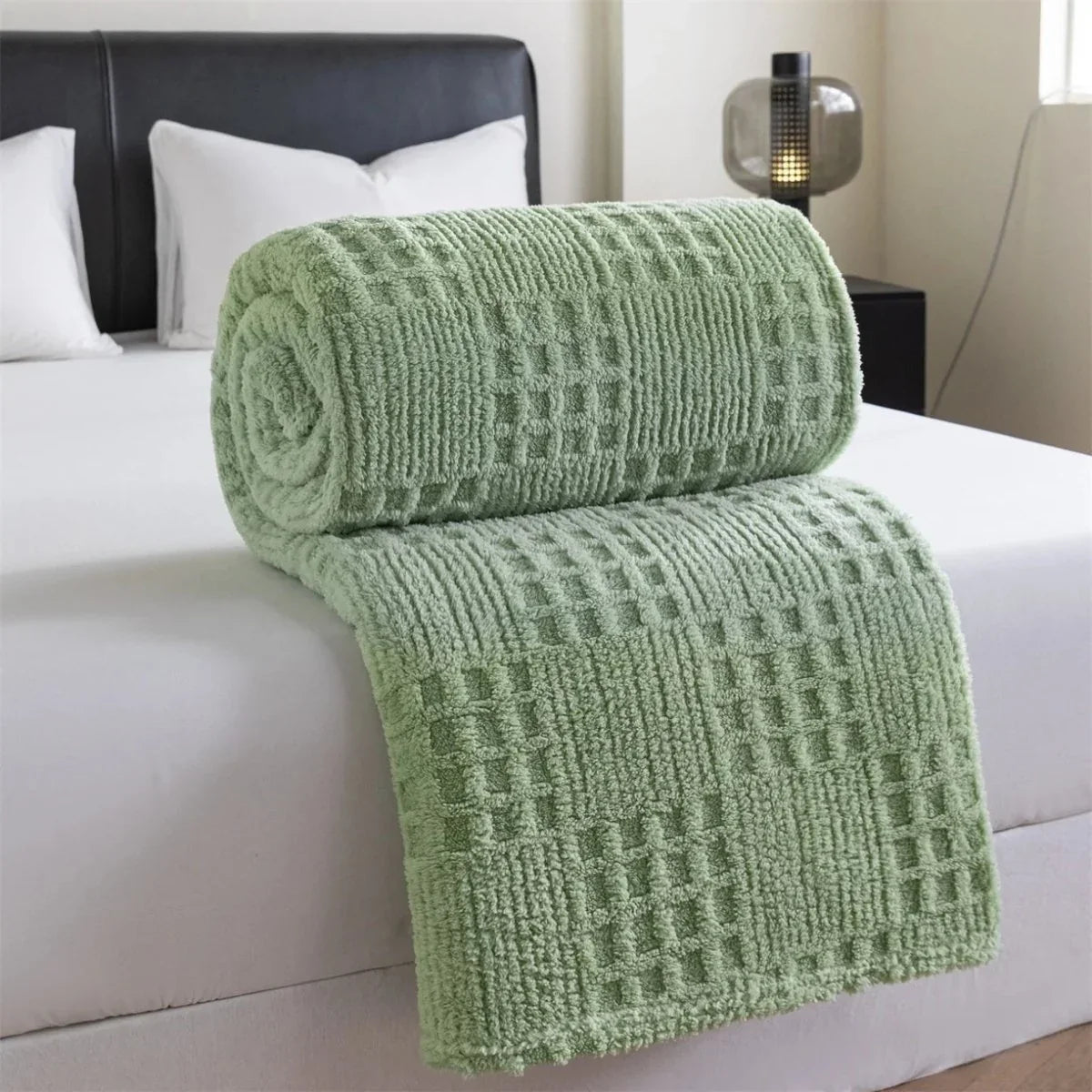 Velvet Throw Blanket | Thick Waffle Jacquard & Chemical-Free