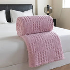 Velvet Throw Blanket | Thick Waffle Jacquard & Chemical-Free