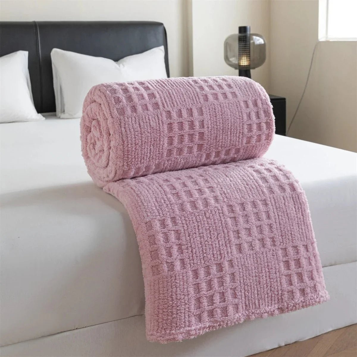 Velvet Throw Blanket | Thick Waffle Jacquard & Chemical-Free