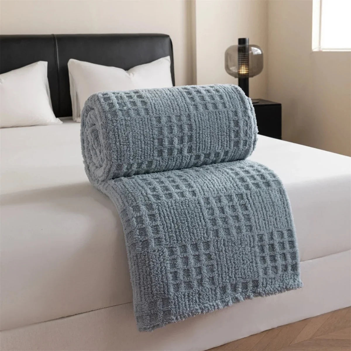 Velvet Throw Blanket | Thick Waffle Jacquard & Chemical-Free