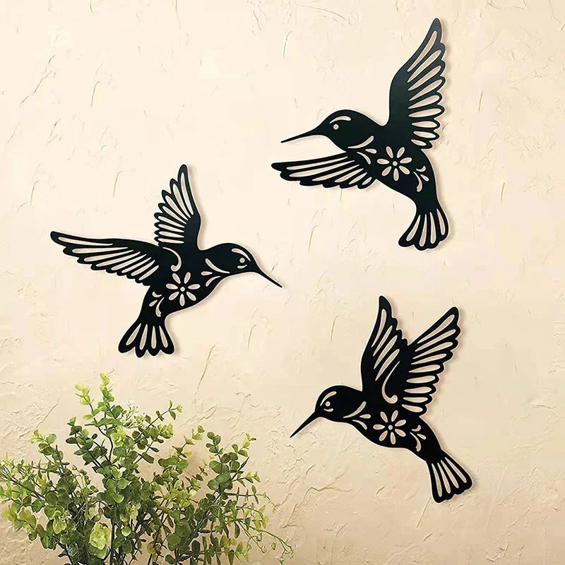 Wall Art | Black Metal Hummingbirds | 3-Piece Set