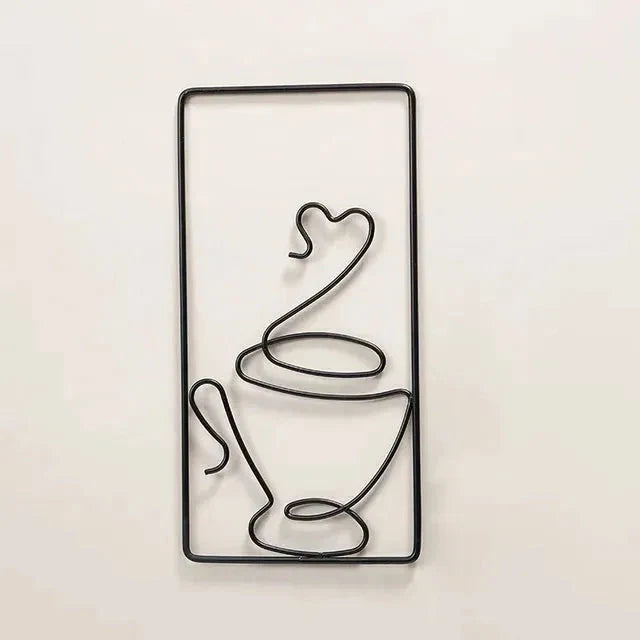 Wall Art | Coffee Cup Design & Metal Accent | Indoor & Outdoor