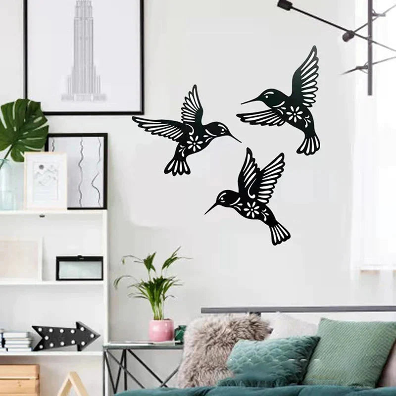Wall Art | Metal Hummingbirds & Durable Black Finish | Set of 3