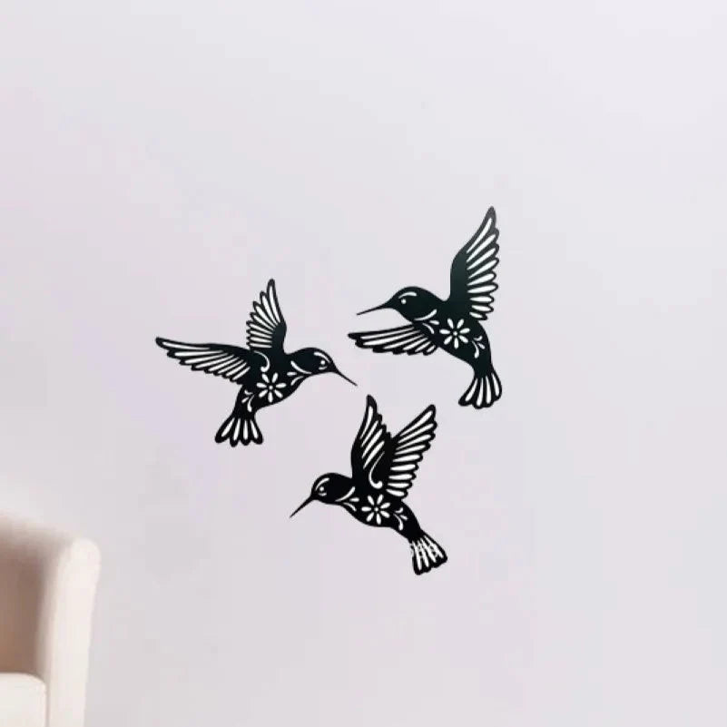 Wall Art | Metal Hummingbirds & Durable Black Finish | Set of 3