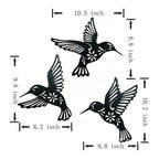 Wall Art | Metal Hummingbirds & Durable Black Finish | Set of 3