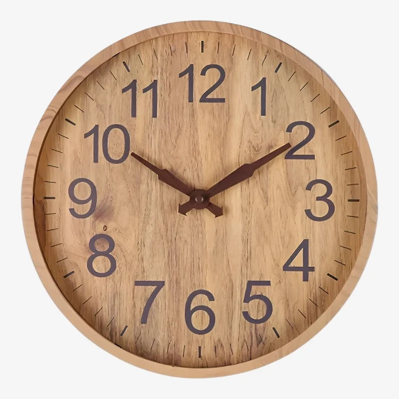 Wall Clock | Clear Digital Display & Brown Finish | 30.5 cm Diameter