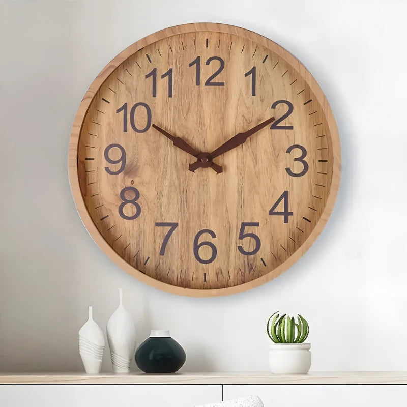 Wall Clock | Clear Digital Display & Brown Finish | 30.5 cm Diameter