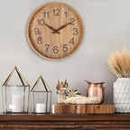 Wall Clock | Clear Digital Display & Brown Finish | 30.5 cm Diameter