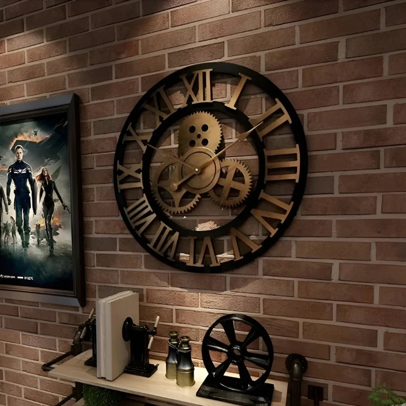 Wall Clock | Gear-Inspired Digital Display Bamboo & Wood | 30 & 40 cm