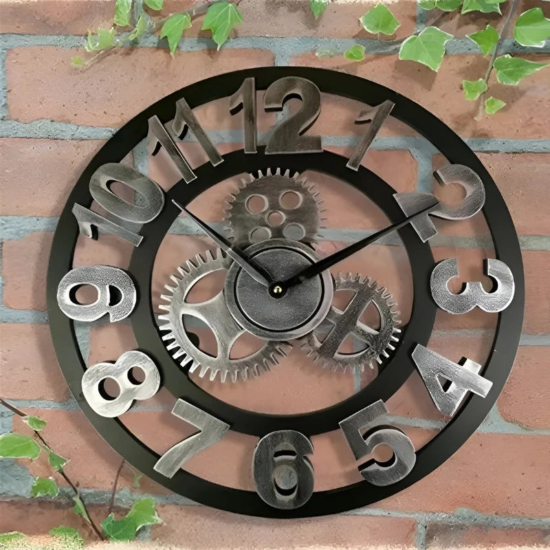 Wall Clock | Gear-Inspired Digital Display Bamboo & Wood | 30 & 40 cm