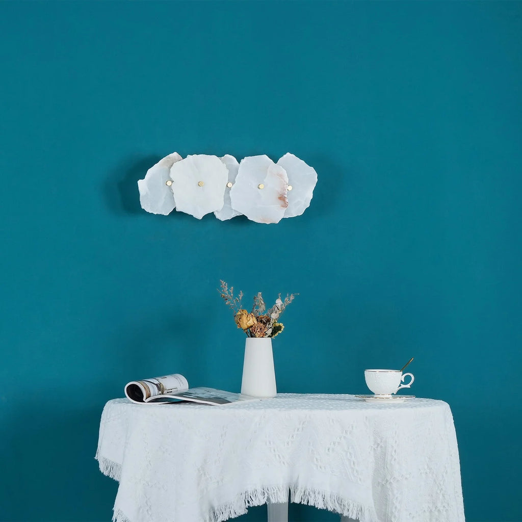 Wall Lamp | Alabaster Flower Shade & Warm LED | 1–9 Heads