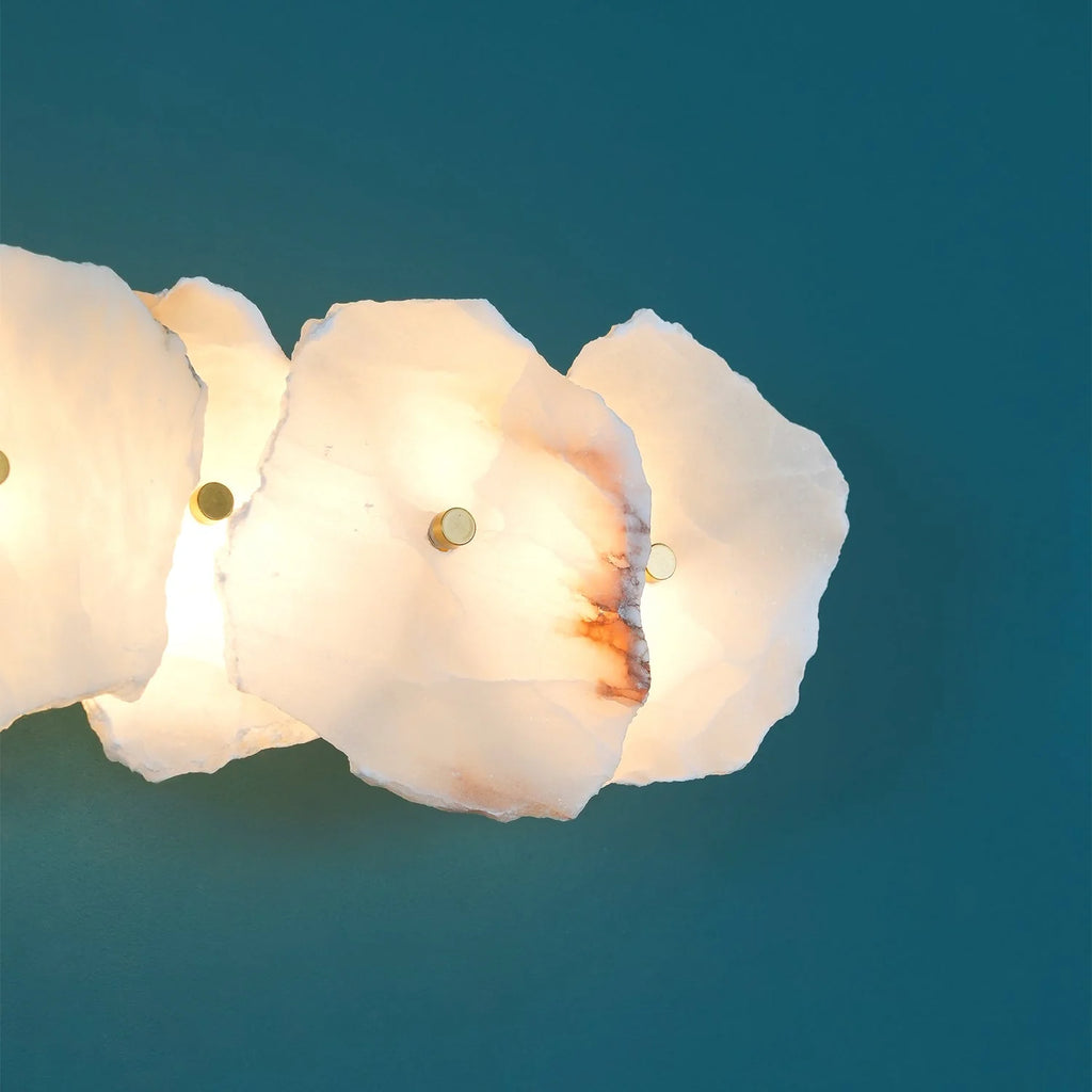 Wall Lamp | Alabaster Flower Shade & Warm LED | 1–9 Heads