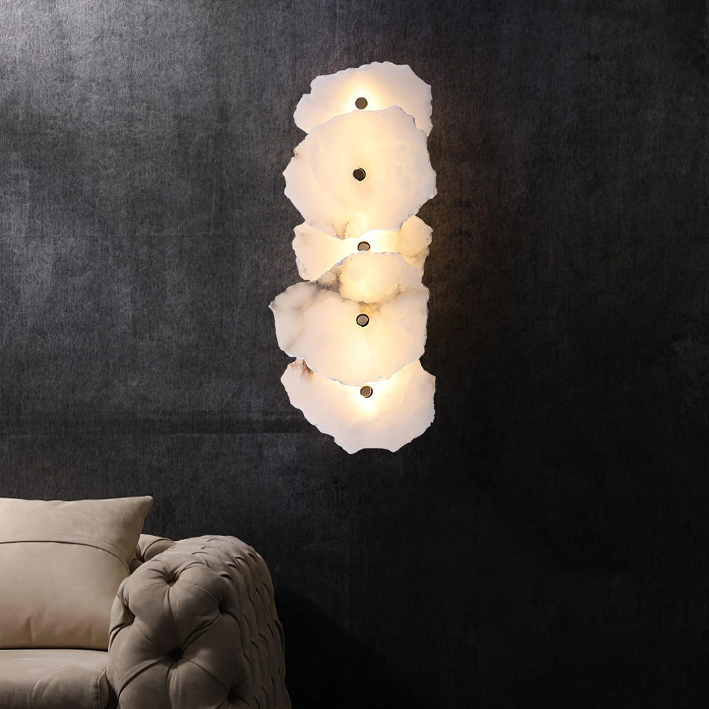 Wall Lamp | Alabaster Flower Shade & Warm LED | 1–9 Heads