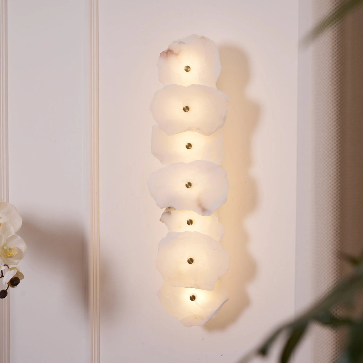 Wall Lamp | Alabaster Flower Shade & Warm LED | 1–9 Heads
