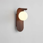 Wall Lamp | Curved Wood-Effect Walnut Finish & Glass Shade