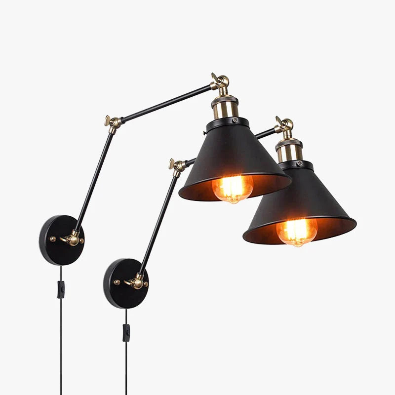 Wall Lamp | Metal Cone Shade & Adjustable Swing Arm