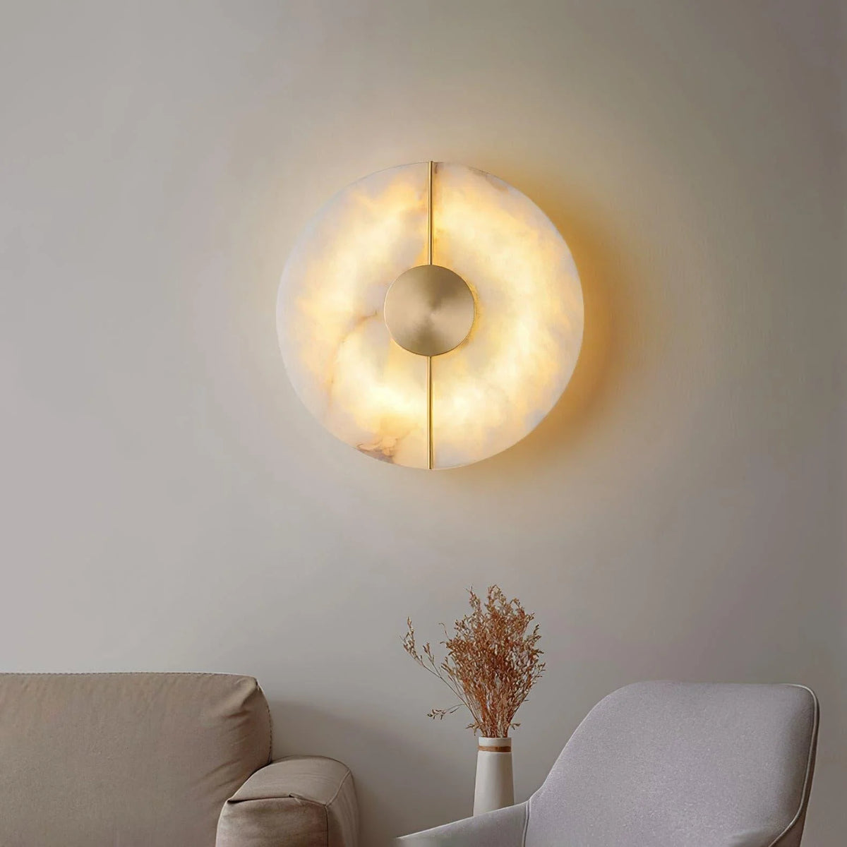 Wall Light | Alabaster & Brass Integrated LED