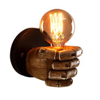 Wall Light | Fist-Shaped Sculptural Resin & Iron