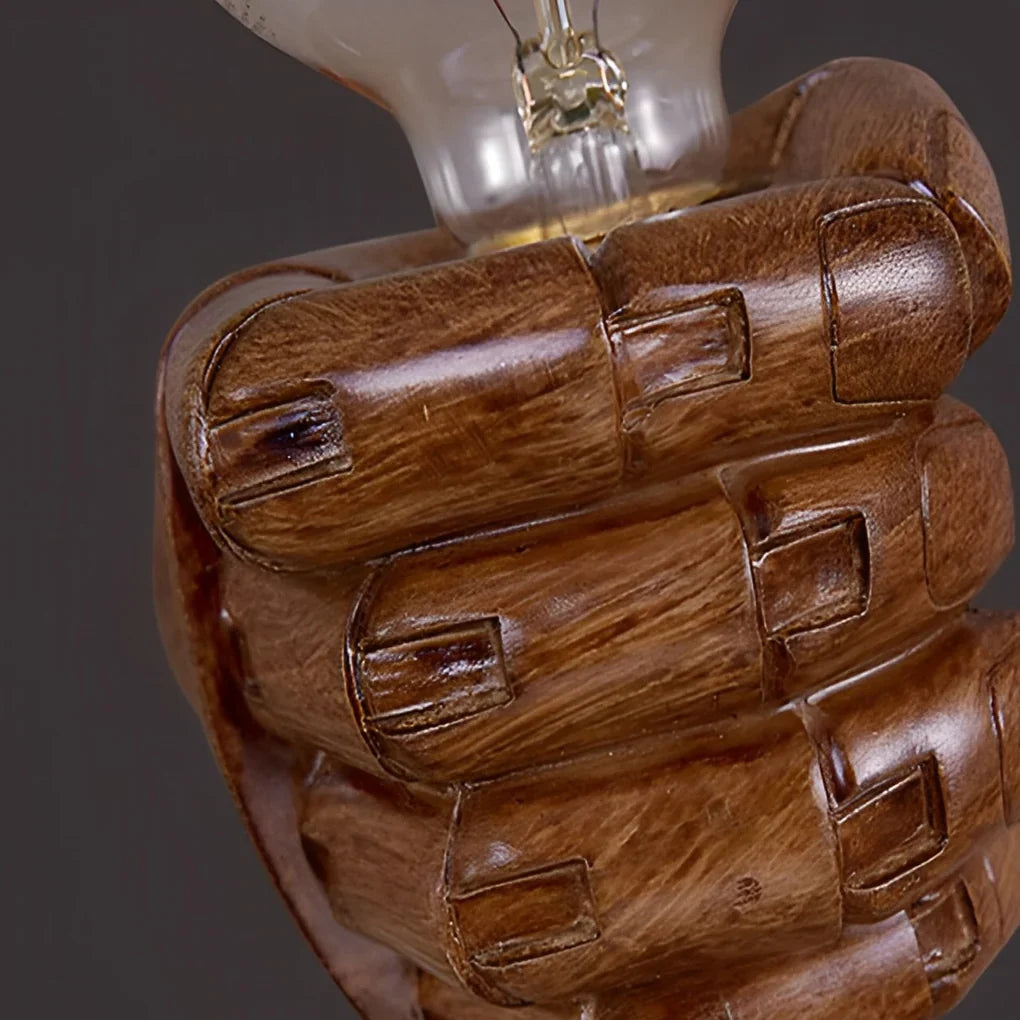 Wall Light | Fist-Shaped Sculptural Resin & Iron