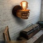 Wall Light | Fist-Shaped Sculptural Resin & Iron